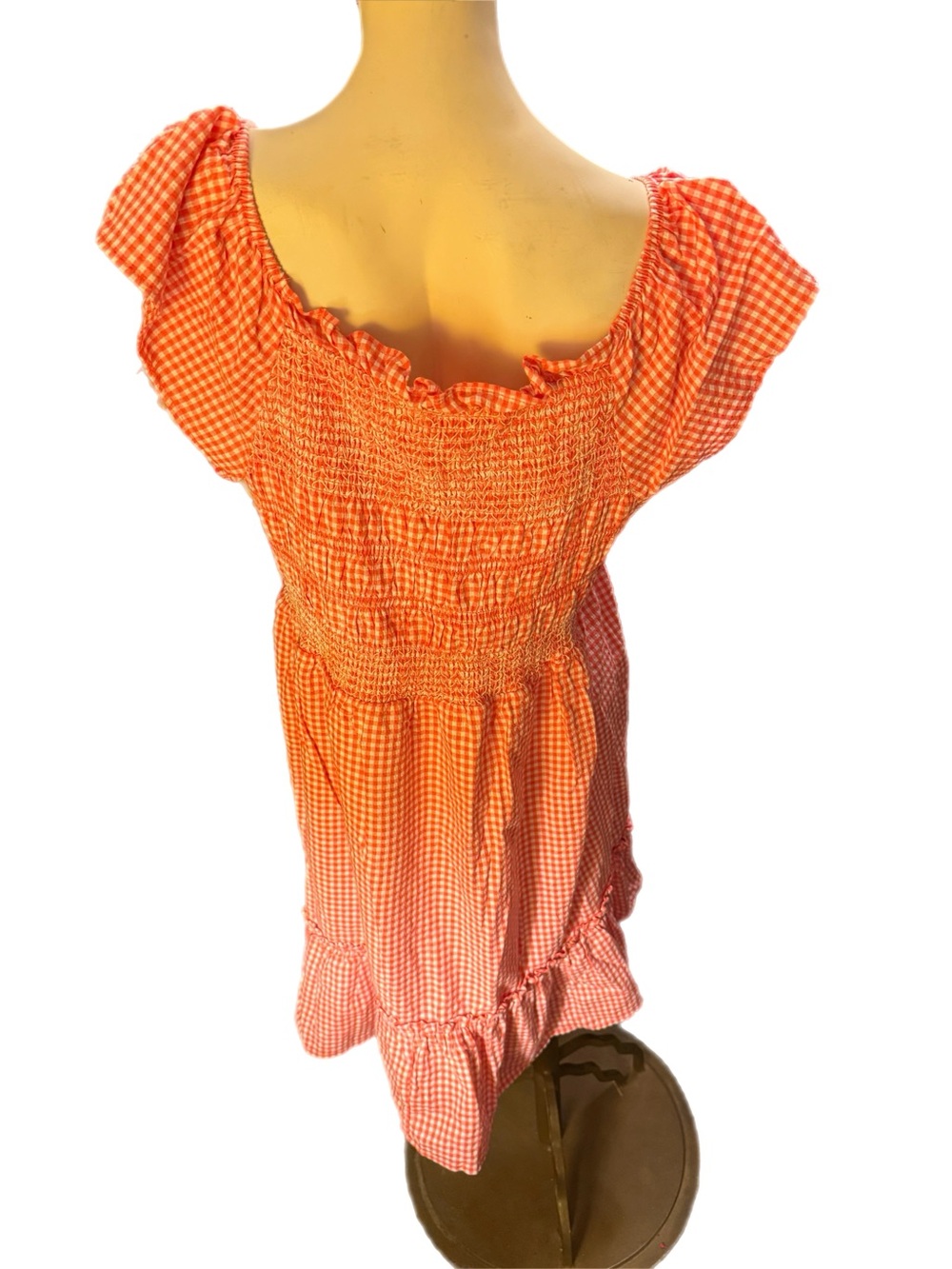 Terra & Sky 2X Gingham Smocked Midi Dress in Black, Purple, and Coral - Picture 4 of 9